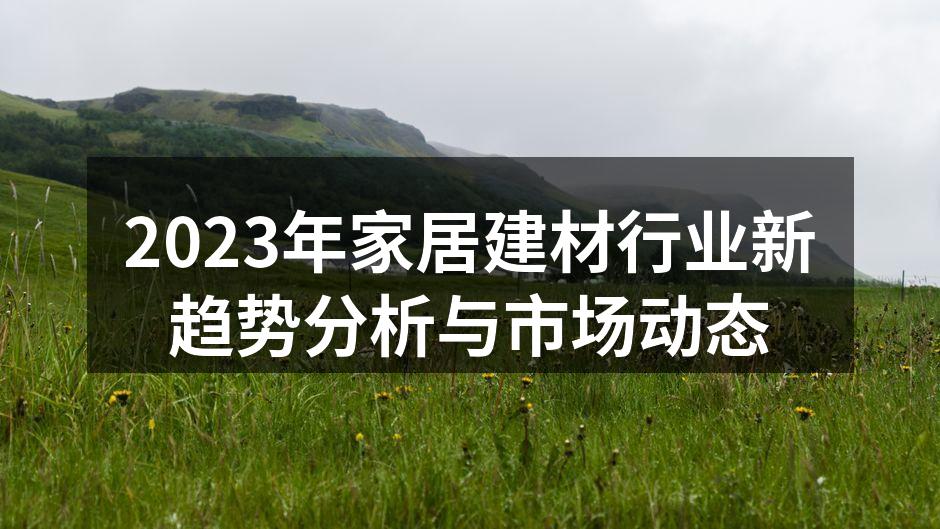 2023年家居建材行业新趋势分析与市场动态